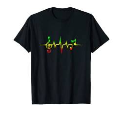 Reggae Herzschlag Puls Frequenz Musik Musiknoten T-shirt T-Shirt von Reggae Musik by Anne Mathiasz