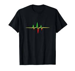 Reggae Herzschlag Puls Frequenz Musik Welle Farben T-shirt T-Shirt von Reggae Musik by Anne Mathiasz