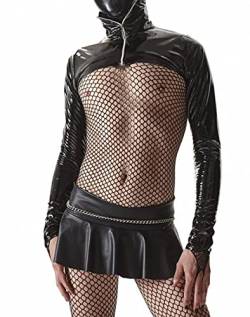 Herren PVC Jacke schwarz Crossdresser Fetish Bolero glänzend mit Reißverschluss L von Regnes Fetish Planet