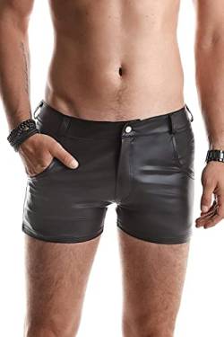 Herren Wetlook Shorts schwarz elastisch mit Taschen Kurze Männer Hose mit Reißverschluss 2XL von Regnes Fetish Planet