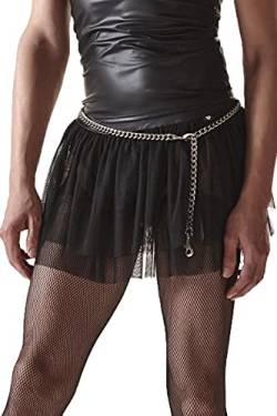 Herren fetisch Mini Petticoat Rock schwarz mit Netzstoff und Wetlook Bund Crossdresser Skirt transparent L von Regnes Fetish Planet