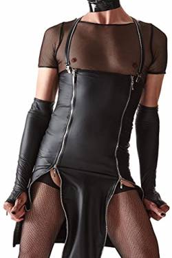 Herren fetisch Wetlook Kleid schwarz Crossdresser mit Reißverschluss und Träger S von Regnes Fetish Planet