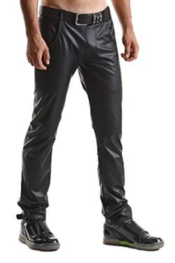 Regnes Fetish Planet Lange Herren Hose schwarz aus elastischem Wetlook-Material matt und tief Geschnittener Taille M von Regnes Fetish Planet