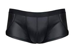 Regnes Fetish Planet Schwarzer Herren Short Männer Wetlook Slip mit Gummibund und Tasche elastisch M von Regnes Fetish Planet