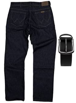 Regular Fit Wrangler Stretch Herren Jeans inkl. Texas Gürtel (Rinsewash, W33/L34) von Regular Fit