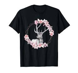 Hirsch Mit Blumen Waldtier Hirschkuh Geweih Jagd Kinder Reh T-Shirt von Reh Rehkitz mit Blumen Geschenk