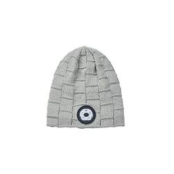 Rehomy Beanie Mütze mit LED-Licht UBS Wiederaufladbare Winter Strickmütze mit Taschenlampe für Radfahren Joggen, grau, weiß, One size von Rehomy