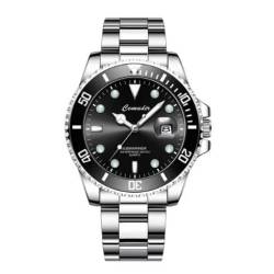 Rehomy Business-Uhren für Herren, Chronograph, wasserdicht, luxuriös, Geschenk, für Freund, Silberfarben/Schwarz, Armband von Rehomy