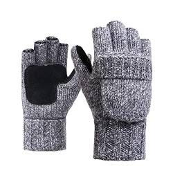 Rehomy Fingerlose Handschuhe für den Winter, Wolle, Wärmedämmung, wandelbare Fäustlinge, Überzug für Damen und Herren (Hellgrau) von Rehomy