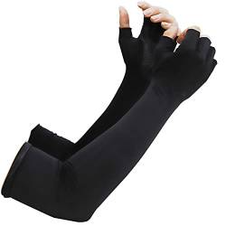 Rehomy UV Sonnenschutz Armstulpen Halbfinger Handschuh Kühlende Armstulpen für Outdoor Sport Laufen Golf Radfahren, Schwarz , M von Rehomy