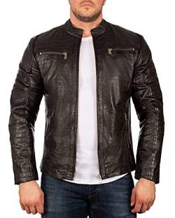 Reichstadt Herren Echtleder Jacke 20RS24LUX Crocodile Schwarz - Silver Zipper XXL von Reichstadt