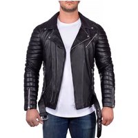 Reichstadt Lederjacke Herren Echtleder-und Kunstleder Jacke RS001 (1-St) im Bikerstyle mit Silver Zippern von Reichstadt