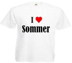 Damen T-Shirt I Love Sommer Größe L Farbe Weiss Druck Schwarz von Reifen-Markt