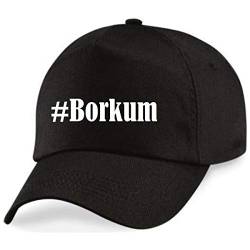 Reifen-Markt Base Cap Hashtag #Borkum Größe Uni Farbe Schwarz Druck Weiss von Reifen-Markt