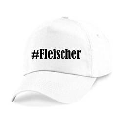 Reifen-Markt Base Cap Hashtag #Fleischer Größe Uni Farbe Weiss Druck Schwarz von Reifen-Markt
