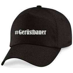 Reifen-Markt Base Cap Hashtag #Gerüstbauer Größe Uni Farbe Schwarz Druck Weiss von Reifen-Markt