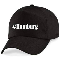 Reifen-Markt Base Cap Hashtag #Hamburg Größe Uni Farbe Schwarz Druck Weiss von Reifen-Markt