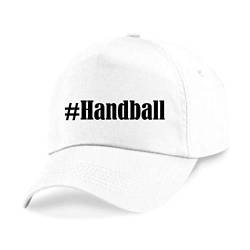 Reifen-Markt Base Cap Hashtag #Handball Größe Uni Farbe Weiss Druck Schwarz von Reifen-Markt