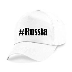 Reifen-Markt Base Cap Hashtag #Russia Größe Uni Farbe Weiss Druck Schwarz von Reifen-Markt
