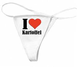 Reifen-Markt Damen String-Tanga I Love Kartoffel Größe M Farbe Weiss Druck Schwarz von Reifen-Markt