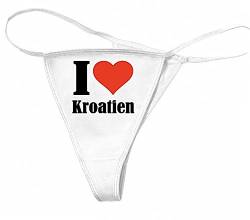 Reifen-Markt Damen String-Tanga I Love Kroatien Größe S Farbe Weiss Druck Schwarz von Reifen-Markt