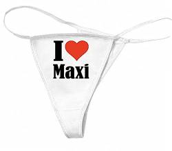 Reifen-Markt Damen String-Tanga I Love Maxi Größe S Farbe Weiss Druck Schwarz von Reifen-Markt