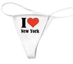 Reifen-Markt Damen String-Tanga I Love New York Größe S Farbe Weiss Druck Schwarz von Reifen-Markt