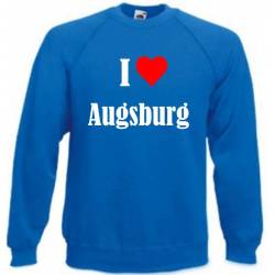 Reifen-Markt Sweatshirt I Love Augsburg Größe M Farbe Blau Druck Weiss von Reifen-Markt