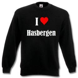 Reifen-Markt Sweatshirt I Love Hasbergen Größe L Farbe Schwarz Druck Weiss von Reifen-Markt
