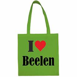 Reifen-Markt Tasche I Love Beelen Größe 38x42 Farbe Grün Druck Schwarz von Reifen-Markt