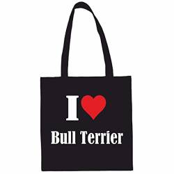 Reifen-Markt Tasche I Love Bull Terrier Größe 38x42 Farbe Schwarz Druck Weiss von Reifen-Markt