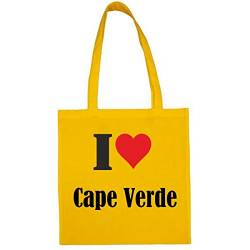 Reifen-Markt Tasche I Love Cape Verde Größe 38x42 Farbe Gelb Druck Schwarz von Reifen-Markt