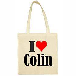 Reifen-Markt Tasche I Love Colin Größe 38x42 Farbe Natur Druck Schwarz von Reifen-Markt