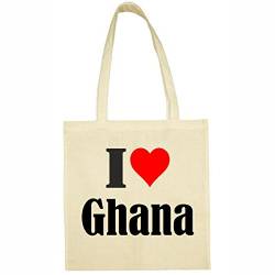 Reifen-Markt Tasche I Love Ghana Größe 38x42 Farbe Natur Druck Schwarz von Reifen-Markt