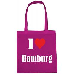 Reifen-Markt Tasche I Love Hamburg Größe 38x42 Farbe Pink Druck Weiss von Reifen-Markt