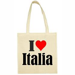 Reifen-Markt Tasche I Love Italia Größe 38x42 Farbe Natur Druck Schwarz von Reifen-Markt