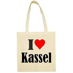 Reifen-Markt Tasche I Love Kassel Größe 38x42 Farbe Natur Druck Schwarz von Reifen-Markt