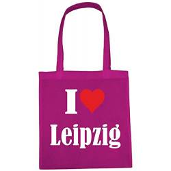 Reifen-Markt Tasche I Love Leipzig Größe 38x42 Farbe Pink Druck Weiss von Reifen-Markt