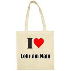 Reifen-Markt Tasche I Love Lohr am Main Größe 38x42 Farbe Natur Druck Schwarz von Reifen-Markt