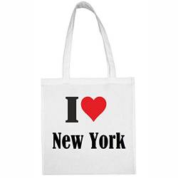 Reifen-Markt Tasche I Love New York Größe 38x42 Farbe Weiss Druck Schwarz von Reifen-Markt