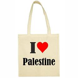 Reifen-Markt Tasche I Love Palestine Größe 38x42 Farbe Natur Druck Schwarz von Reifen-Markt