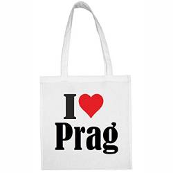 Reifen-Markt Tasche I Love Prag Größe 38x42 Farbe Weiss Druck Schwarz von Reifen-Markt