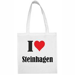 Reifen-Markt Tasche I Love Steinhagen Größe 38x42 Farbe Weiss Druck Schwarz von Reifen-Markt