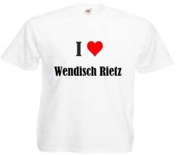 T-Shirt I Love Wendisch Rietz Größe M Farbe Weiss Druck Schwarz von Reifen-Markt