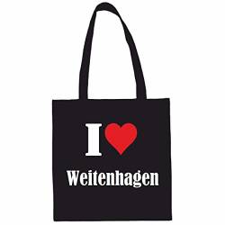 Tasche I Love Weitenhagen Größe 38x42 Farbe Schwarz Druck Weiss von Reifen-Markt