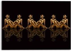 Glasbild REINDERS "Glasbild Frauen in Gold Symmetrie - Caleidoscoop" Bilder Gr. B/H: 70 cm x 50 cm, Frau, 1 St., schwarz Glasbilder von Reinders