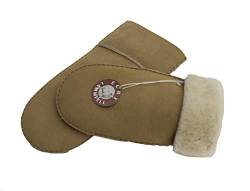 Reissner Lammfelle Merino Lammfell Fäustlinge Faust Handschuhe beige hellbraun XXL (Handumfang 26cm) von Reissner Lammfelle