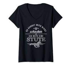 Damen Du kannst mich nicht schocken ich reite eine Stute - Reiten T-Shirt mit V-Ausschnitt von Reiter und Pferdefan Collection