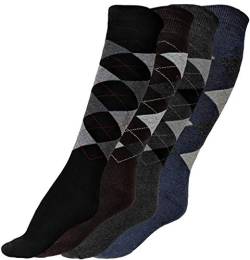 Kniestrümpfe 6 Paar Reitstrümpfe Thermo-Kniestrümpfe mit Karomuster für Damen Reitsocken -Klassische Farben- Knielang (Mehrfarbig, 39-42) von Reitsocken Kniestrümpfe