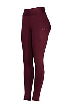 ReitsportPlus Yoga Damen Leggings, Blickdicht Sporthose High Waist Yoga Leggings mit Taschen (Burgundy, 40/42) von ReitsportPlus